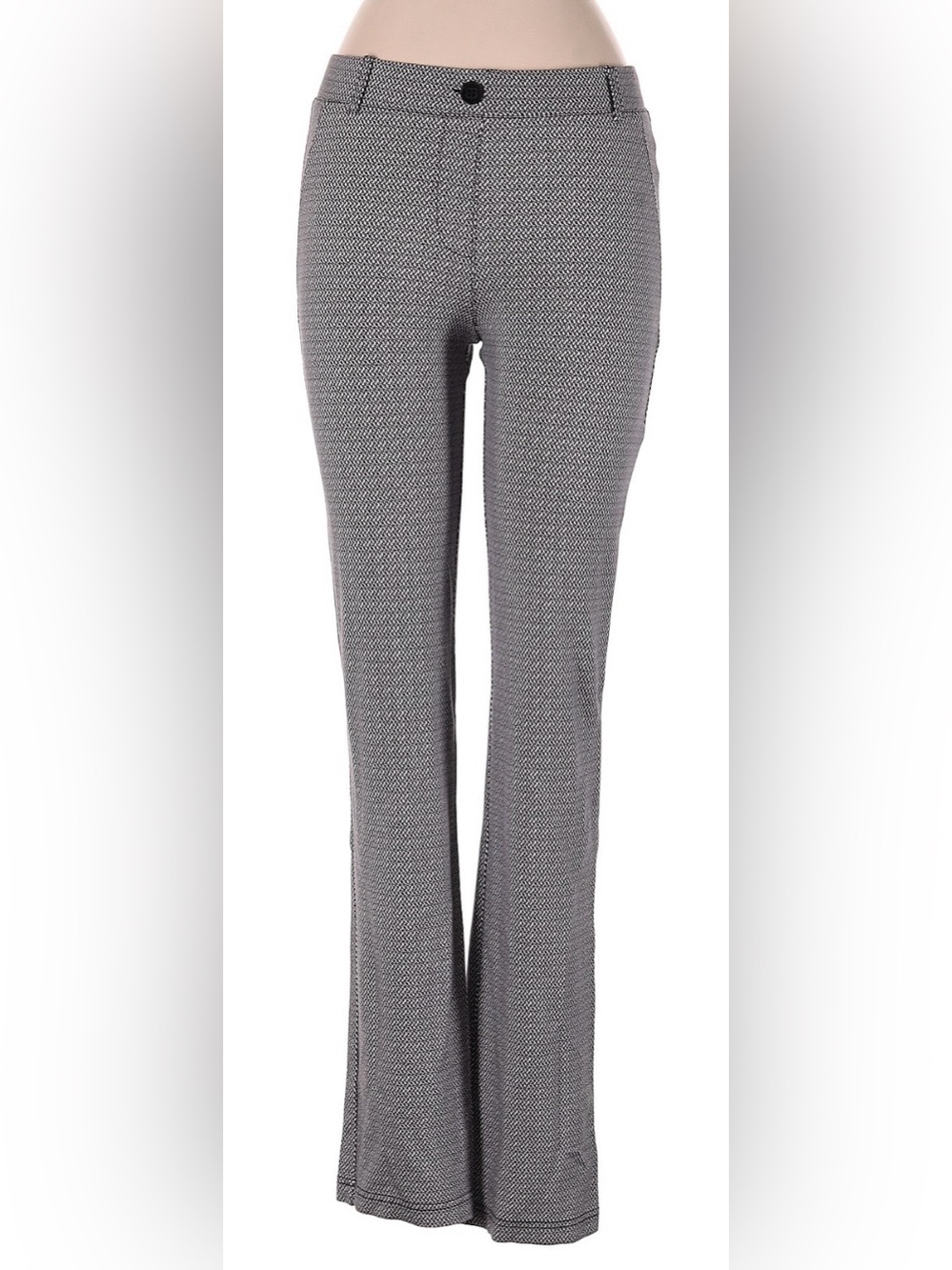 Betabrand Textured Knit Boot-Cut Pants in Gray